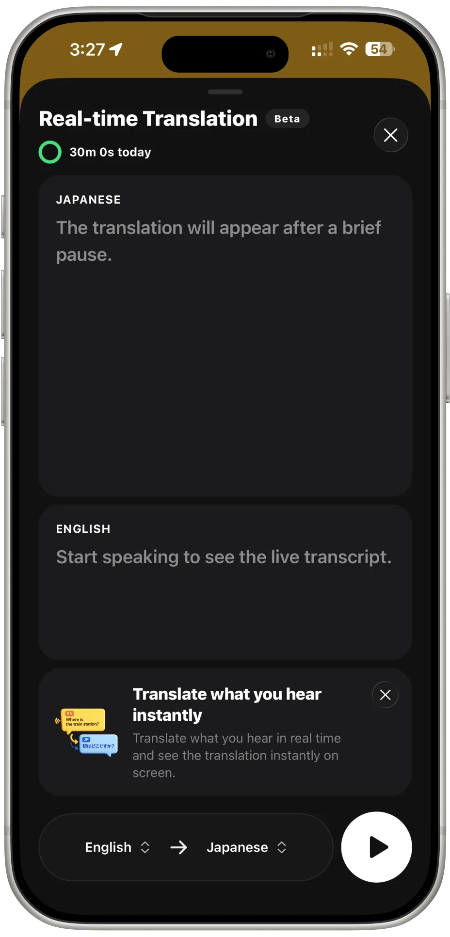 Real-time translation in Speakly